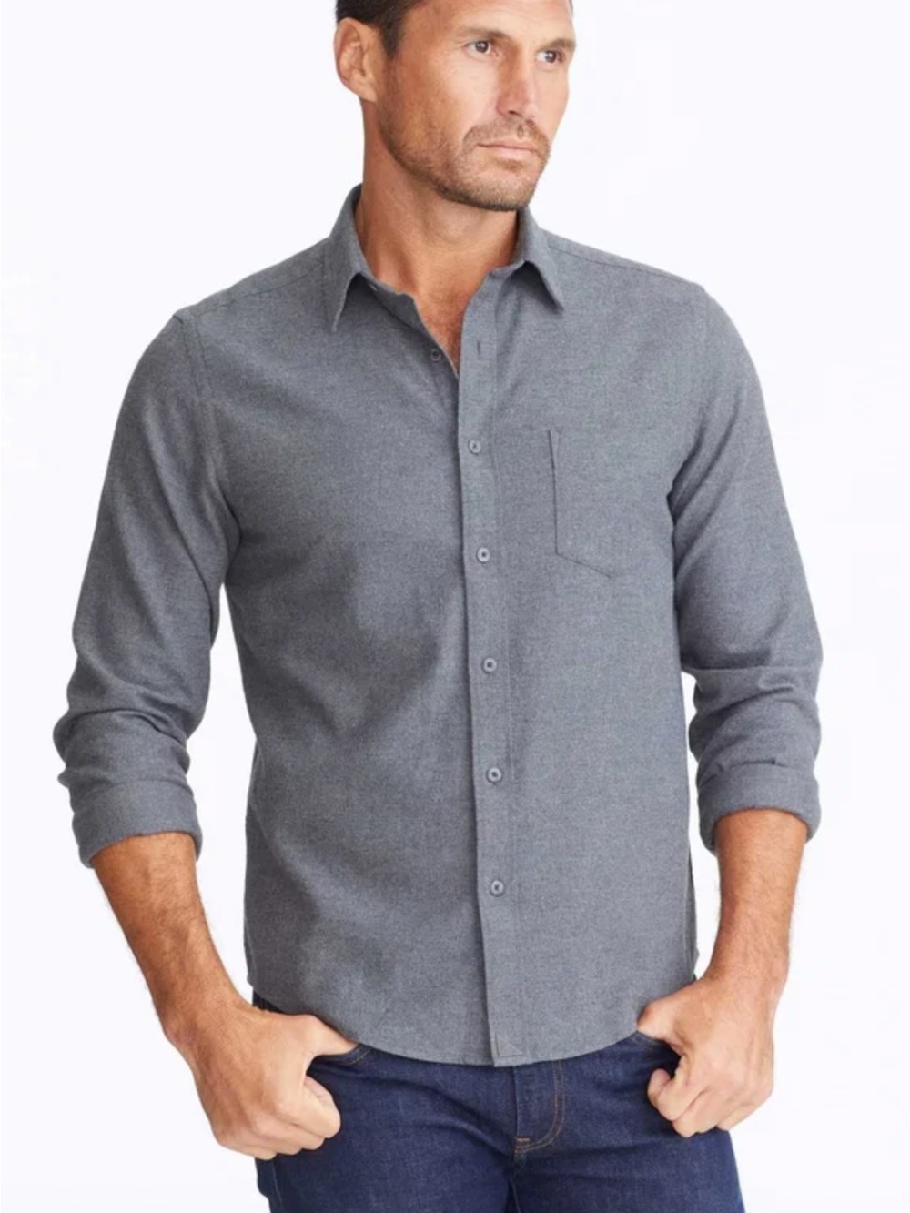 UNTUCKit - Men's Sherwood Flannel Button-down Shirt. XXL. Dark gray